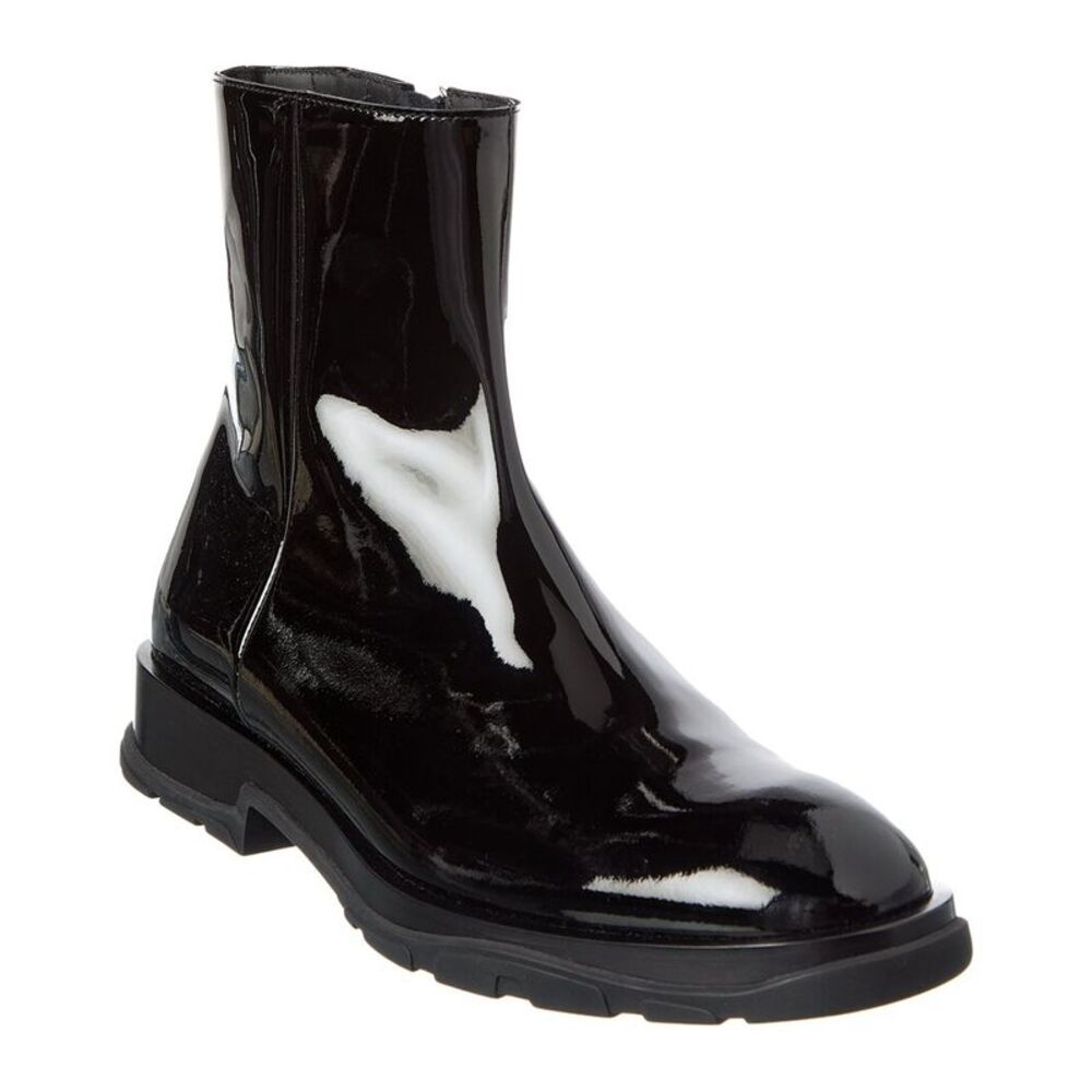 Alexander Mcqueen Tread Slim Half Leather Boot, Black
